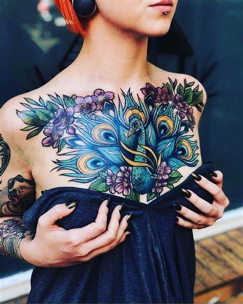131 Colorful And Vibrant Chest Tattoo Designs For Women Psycho Tats