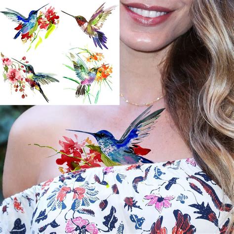 15 Sheets 3D Watercolor Hummingbird Temporary Tattoos For Women Girl Small Bird Ebay
