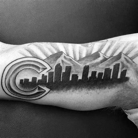 20 Cool Denver Skyline Tattoo Designs For Men 20 Cool Denver Skyline Tattoo Designs For Men