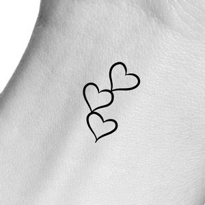3 Connecting Hearts Temporary Tattoo Etsy