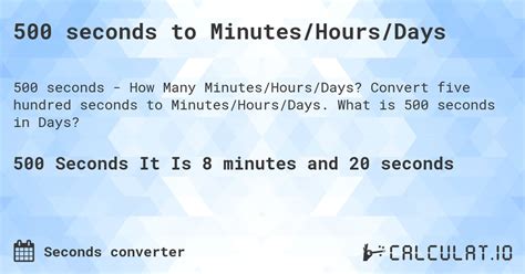 Convert 500 Seconds to Minutes Effortlessly: Quick and Easy Guide
