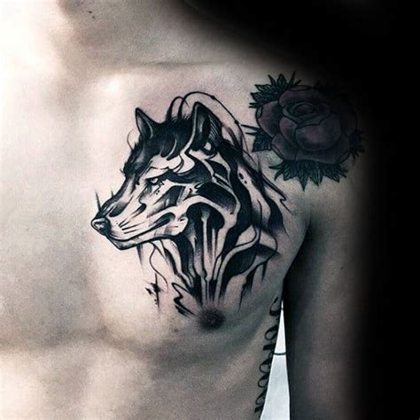 60 Wolf Chest Tattoo Designs For Men Manly Ink Ideas