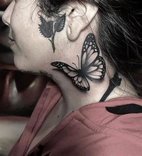 61 Elegant Butterfly Neck Tattoo Designs To Swag In 2025
