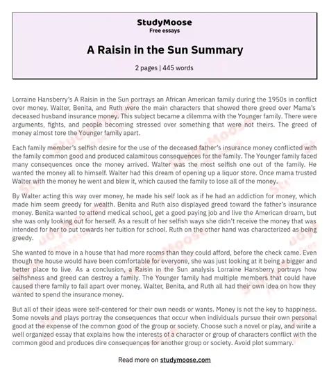 A Raisin in the Sun Summary: Unlocking Hidden Themes