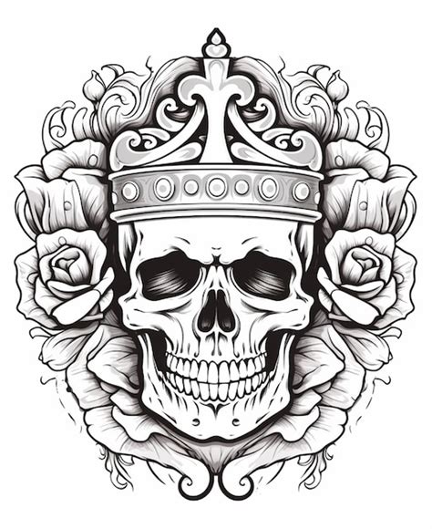A Skull With A Crown And Roses Tattoo Design Generative Ai Premium Ai
