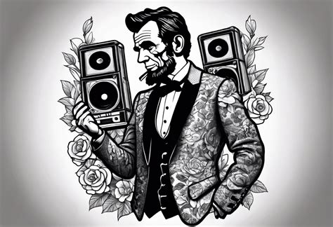 Abraham Lincoln In A Flowered Suit Jacket Holding A 90S Boombox On His