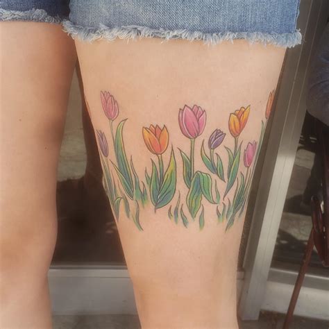 After 4 Sessions This Wrap Around Tulip Line Is Finally Complete Done By Morgan Bentley At Vishnu Bunny Tattoo In Sioux Falls South Dakota R Tattoos