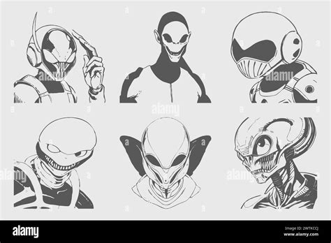 Alien Tattoo Design Black And White Stock Photos Images Alamy