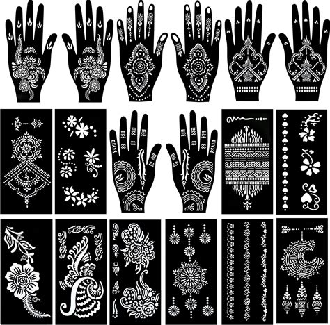 Amazon Com Henna Tattoo Kit Reusable Henna Stencils For Hand Forearm