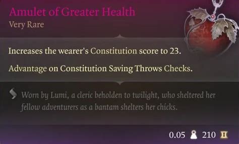 Amulet Of Greater Health Bg3
