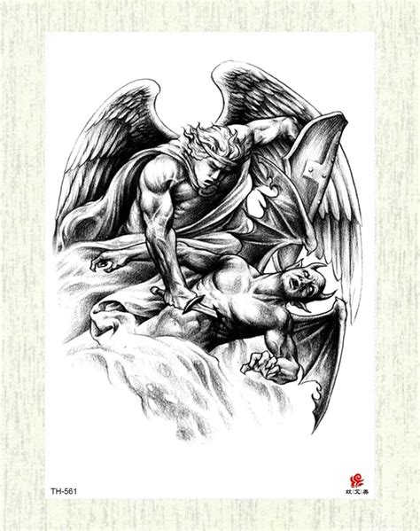 Angel Fighting Demon Tattoo Design Idea Angel Tattoo Stencils Design