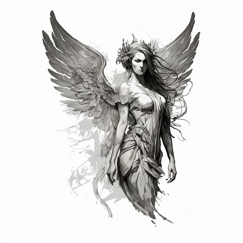 Angel Tattoo Design White Background Png File Download High Resolution