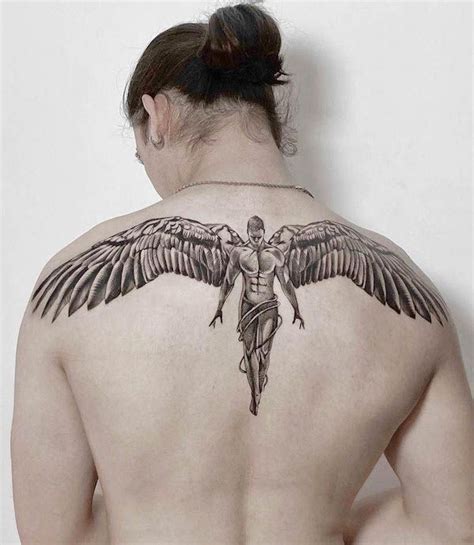 Angel Tattoos On Back Of Men