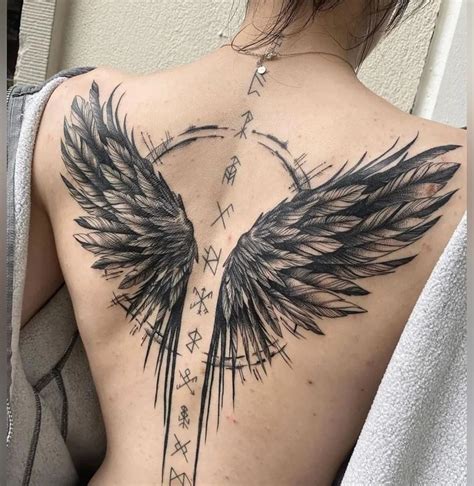 Angel Wings Back Tattoo Female Watercolor Tattoo Design