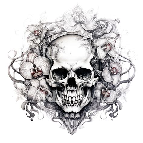 Black And Grey Floral Skull Tattoo Design Tattoos Wizard Designs Black And Grey Floral Skull Tattoo Design Tattoos Wizard Designs