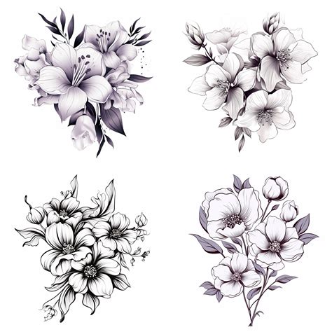 Black And White Flower Tattoo Drawing