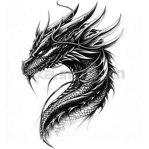 Black Dragon Tattoo Design Download High Resolution Digital Art Png Transparent Background Printable Svg Tattoo Stencil Etsy