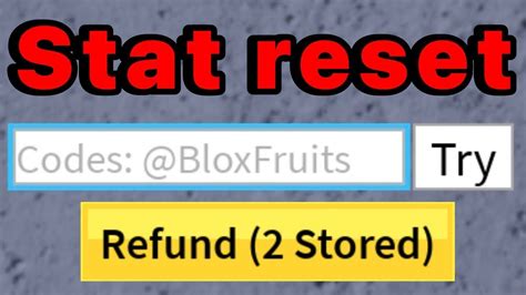 Blox Fruits Stat Reset Code