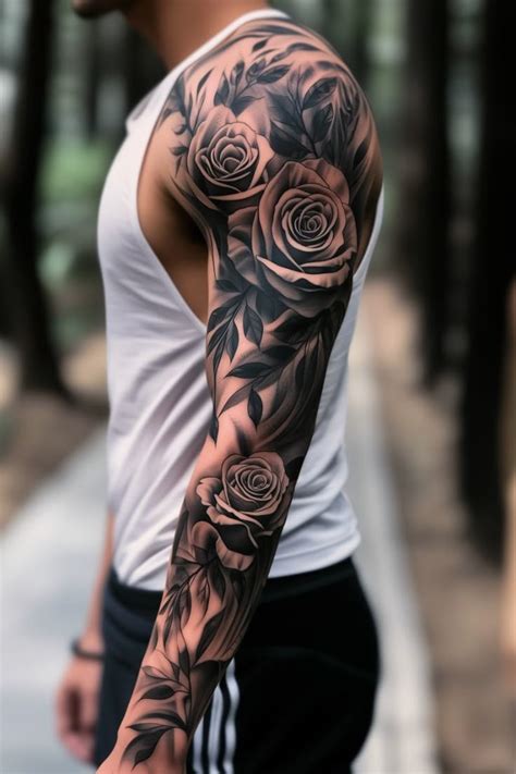 Bold Black Rose Sleeve Tattoo For Men Full Sleeve Tattoo Arm Men Bold Black Rose Sleeve Tattoo For Men Full Sleeve Tattoo Arm Men