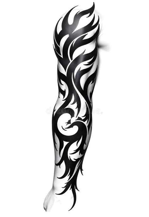Bold Tribal Arm Tattoo Design On Isolated White Background Stock Illustration Illustration Of Chest Polynesian 377479734