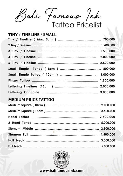 Bookings Amp Pricing Bali Famous Ink Tattoo Bali Tattoo Shop