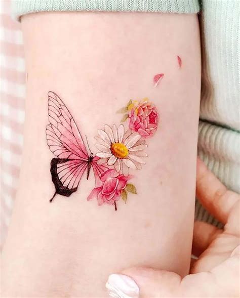 Butterfly And Flower Temporary Tattoo Floral Butterfly Fake Tattoo