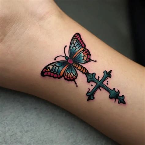Butterfly Cross Tattoos Meaning Symbolism 83 Designs Hbtat2