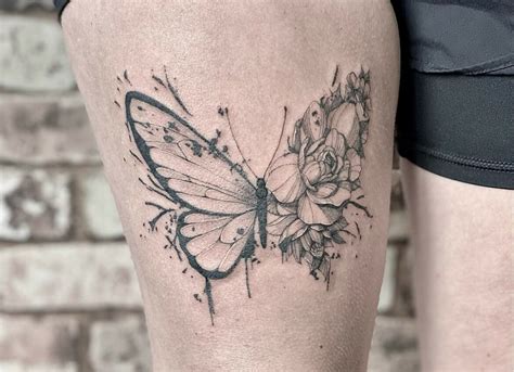 Butterfly Thigh Tattoo