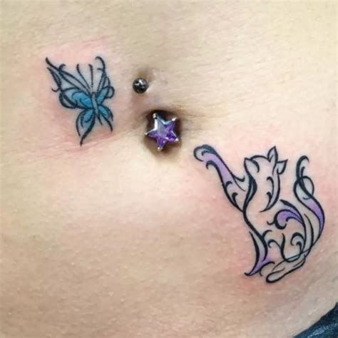 Cat Belly Button Tattoo