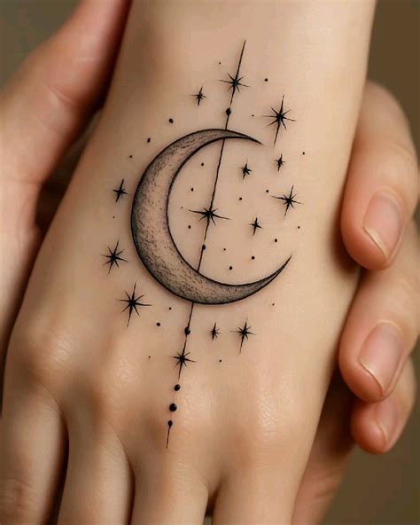 Celestial Crescent Hand Tattoo Moon Magic In Minimal Ink In 2025 Celestial Crescent Hand Tattoo Moon Magic In Minimal Ink In 2025