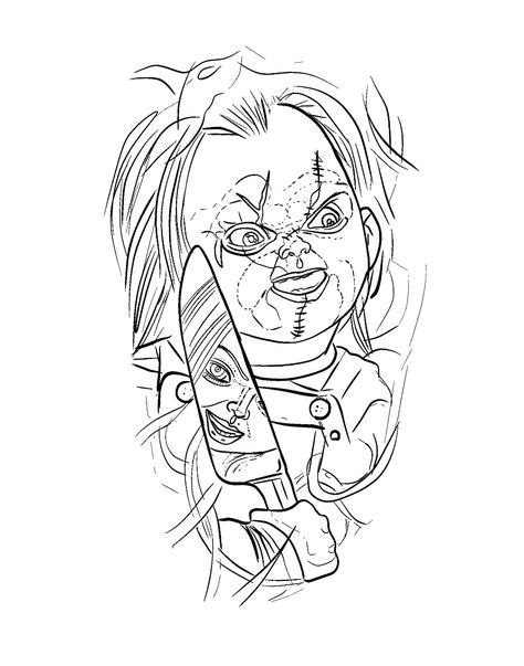 Chucky Tattoo Outline Chucky Tattoo Outline