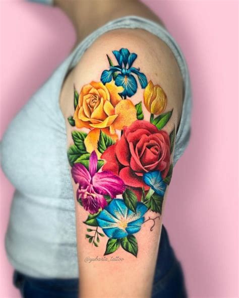 Colorful Flower Tattoos Designs