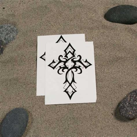 Cool Tribal Cross Temporary Flash Tattoos Great Shoulder Design Fashiontats Com