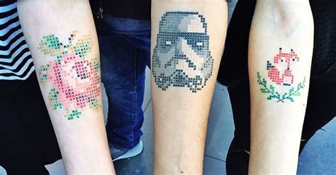 Cross Stitch Tattoos By Turkish Artist Eva Krbdk Bored Panda