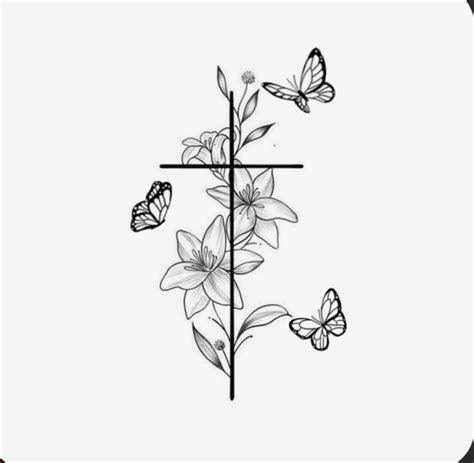 Cross Tattoo With Butterfly