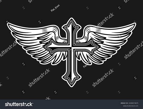 Cross With Angel Wings Tattoo Style Royalty Free Vector