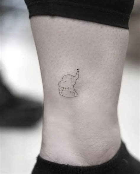 Cute Baby Elephant Ankle Tattoo By Ee Ink Elephant Tattoos Tiny