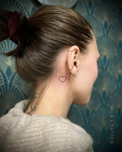 Cute Heart Tattoo Behind Ear