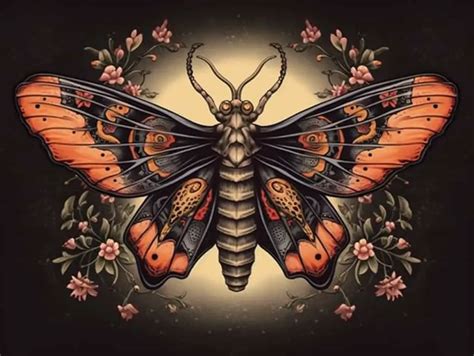 Death Head Moth Tattoo Design
