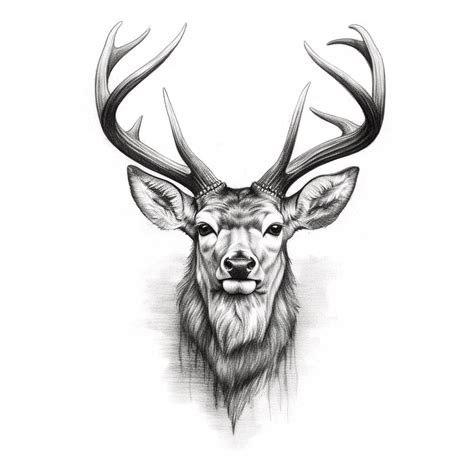 Deer Head With Antlers For Tattoo Or T Shirt Stock Illustration 114910360 Pixta