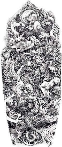 Download Tattoo Freetoedit Full Tattoo Sleeve Drawings Full Size