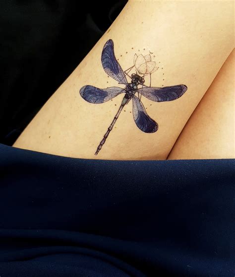 Dragonfly Blue Tattoo Dragonfly Tattoo Blue Wings Multicolor Temporary Tattoo Fake Tattoo Insect Tattoo Artist Drawing Gift Idea Etsy