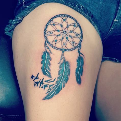Dreamcatcher Thigh Tattoo Designs Ideas And Meaning Tattoos For You