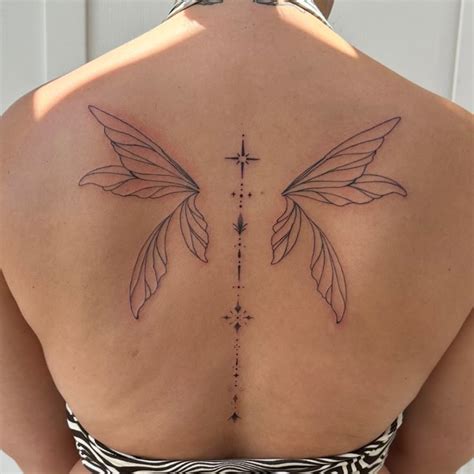 Fairy Wing Back Tattoo Spine Tattoos For Women Back Tattoo Women
