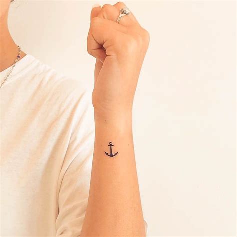 Fine Line Anchor On Her Outer Forearm Great Choice For Her First Tattoo