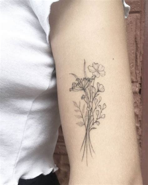 Fine Line Flower Tattoo Designs