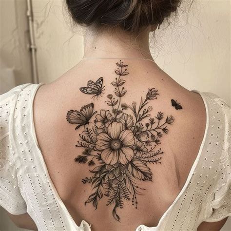 Floral Butterfly Back Tattoos For Women Merian Style Back Tattoo Floral Butterfly Back Tattoos For Women Merian Style Back Tattoo