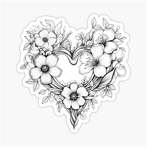Floral Heart Tattoo Design Sticker For Sale By Twxstedstxckers Redbubble