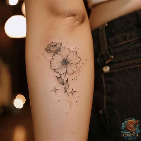 Flower And Star Tattoos 94 Designs In 2024 Star Tattoos Floral