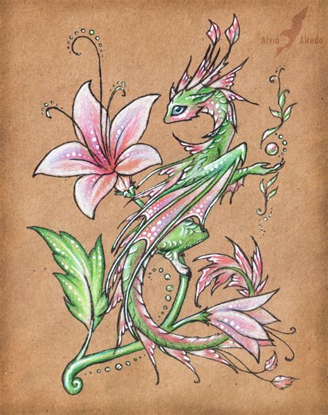 Flower Dragon Tattoo Design By Alviaalcedo On Deviantart